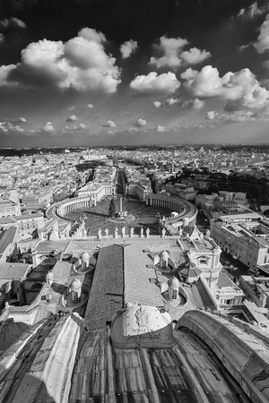 View from Dome of St Peter's Basilica (B&W)