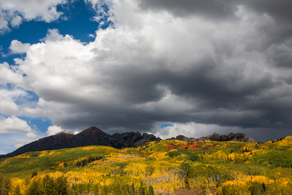 Aspen Fall Colors with Storm Clouds