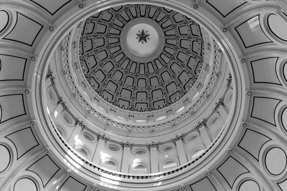 Dome of Texas State Capitol Building (B&W)